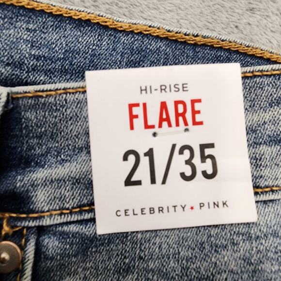 NEW Celebrity Pink Jeans Womens 21/35 Juniors Blue High Rise Flare Distressed - Picture 7 of 16
